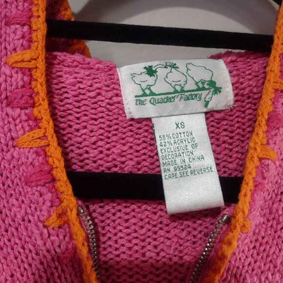 Women's Quacker Factory Pink Swim Cover Embroidered With Hood Size XS - Picture 3 of 6